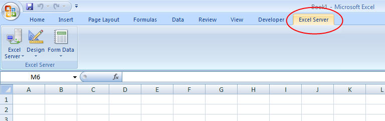 Ribbon of Excel Server