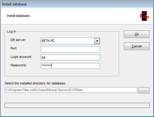 Create database of Excel Server